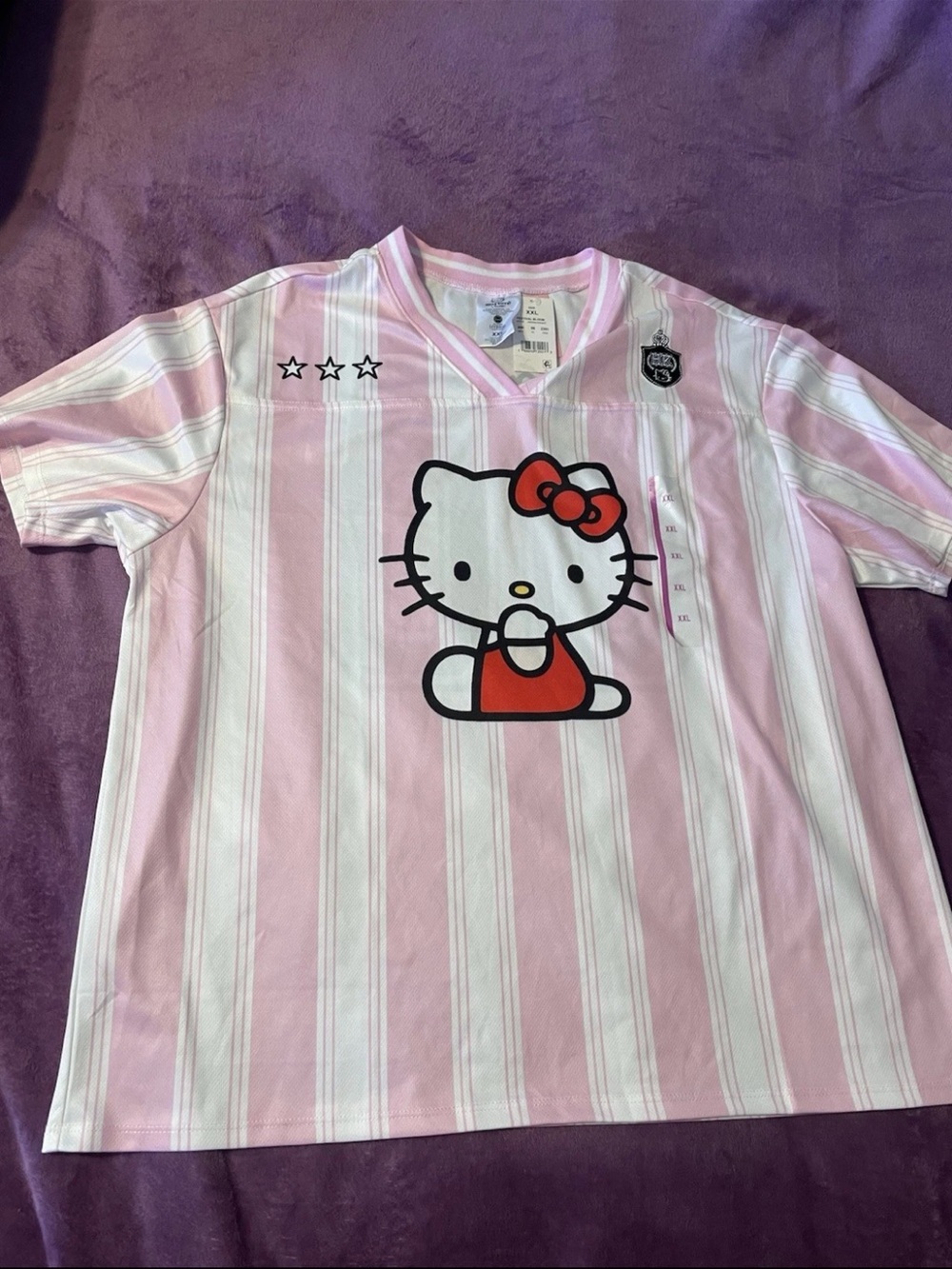 Hello Kitty Pink & White Striped Short Sleeve Tee
